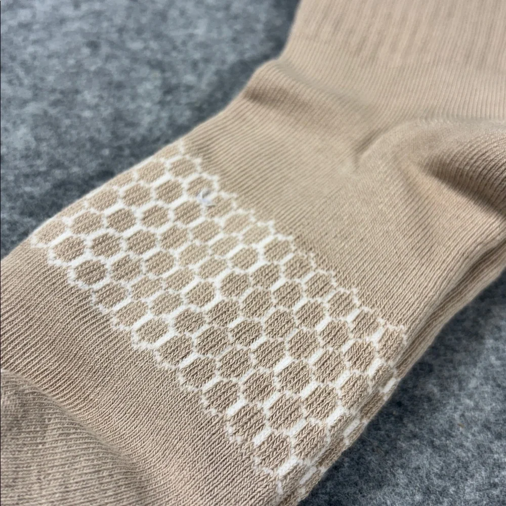 Bombas natural vintage stripes Beige Ribbed   Socks with White Stripes L